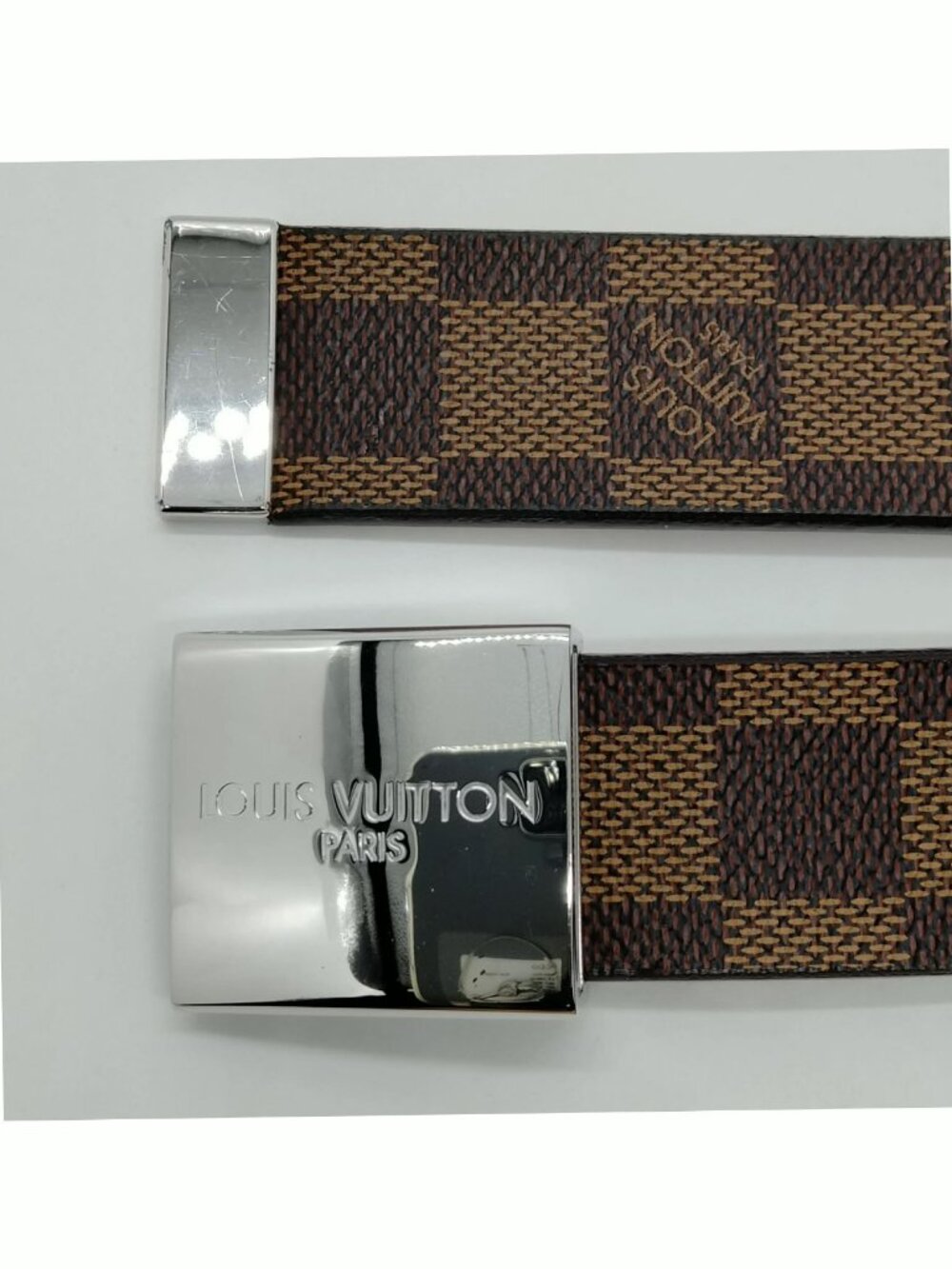 Authentic Louis Vuitton Damier Ebene Belt Silver Buckle Luxury Designer - Picture 10 of 11